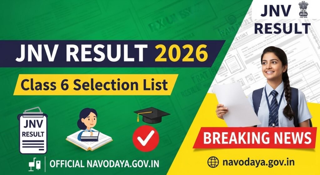 JNV Result Class 6 2026 – Check Navodaya Vidyalaya Selection List, Cut Off & Merit List PDF